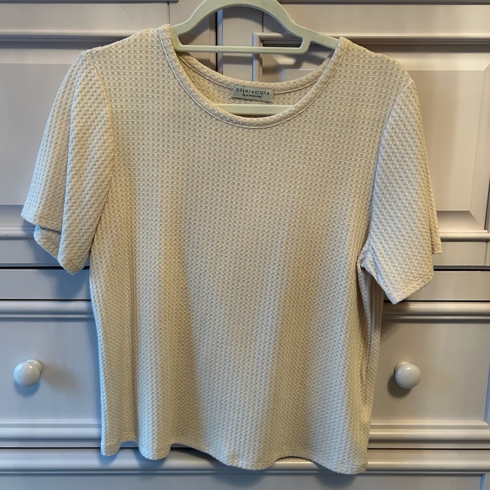Paper Crane Cream Textured Short Sleeve Top